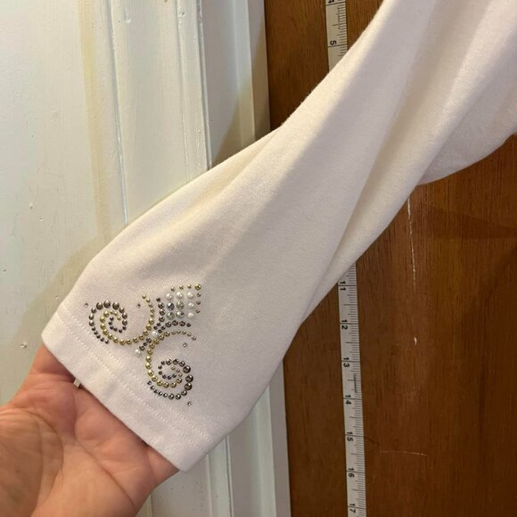 🐻Size M - Christine Alexander - White 3/4 Sleeve Pullover w/Cute Design - Picture 5 of 7